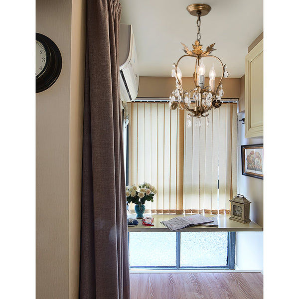 traditional gold crystal iron 3 light chandelier