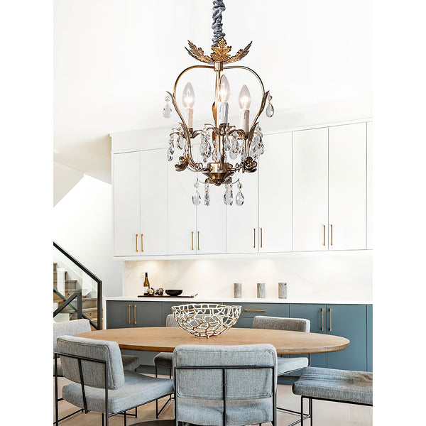 traditional gold crystal iron 3 light chandelier