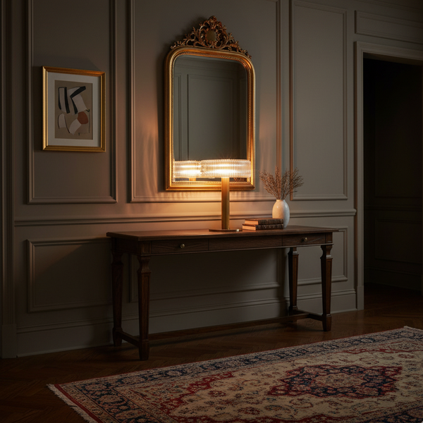 traditional gold fluted glass table lamp