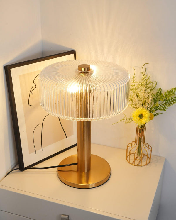 traditional gold fluted glass table lamp