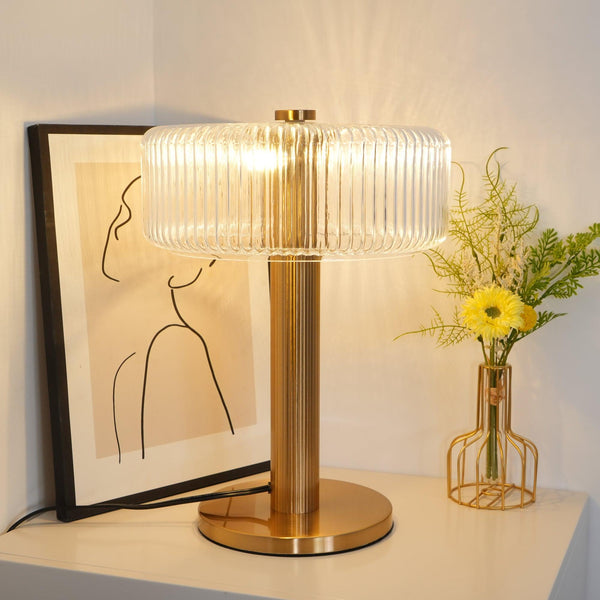 traditional gold fluted glass table lamp
