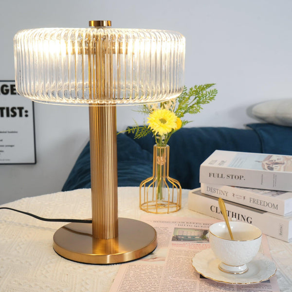 traditional gold fluted glass table lamp