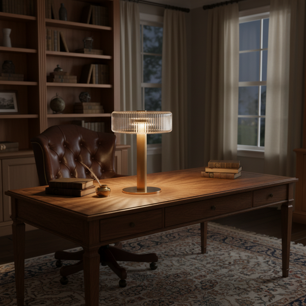 traditional gold fluted glass table lamp