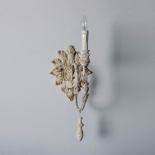 traditional old white iron two light wall sconce