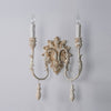 traditional old white iron two light wall sconce