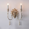 traditional old white iron two light wall sconce