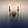 traditional old white iron two light wall sconce