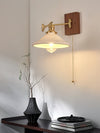 traditional walnut brass glass wall sconce