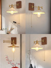 traditional walnut brass glass wall sconce