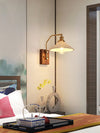 traditional walnut brass glass wall sconce