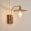 traditional walnut brass glass wall sconce