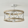 transitional black walnut wood iron semi flush ceiling light