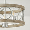transitional black walnut wood iron semi flush ceiling light