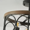 transitional black walnut wood iron semi flush ceiling light