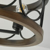 transitional black walnut wood iron semi flush ceiling light