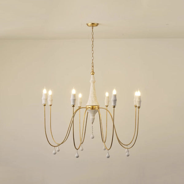 transitional ivory gold wood candle chandelier