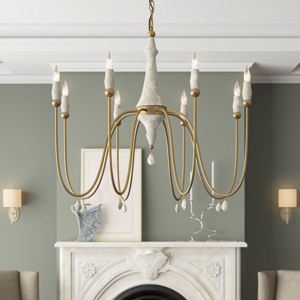 transitional ivory gold wood candle chandelier