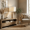 travertine brass column table lamp