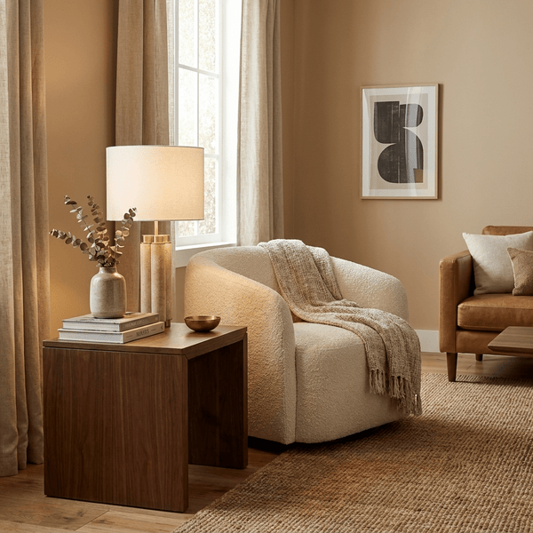 travertine brass column table lamp