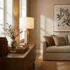 travertine brass column table lamp