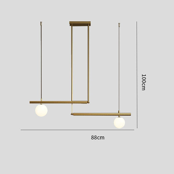Minimalist Modern Linear Globe Pendant Lighting Copper Glass Kitchen Dining Room Light