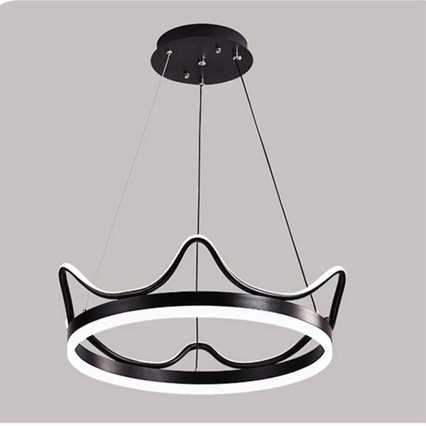 Dimmable Round Led Ring Chandelier Crown Design Modern Aluminum Acrylic Pendant Light For Living Room