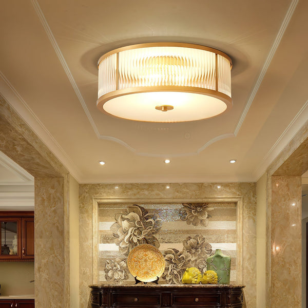 vintage brass white glass flush mount ceiling light