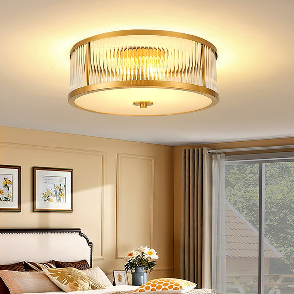 vintage brass white glass flush mount ceiling light