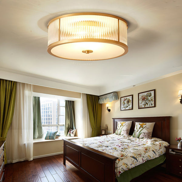 vintage brass white glass flush mount ceiling light