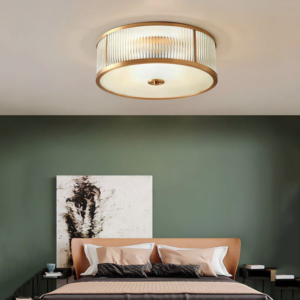 vintage brass white glass flush mount ceiling light