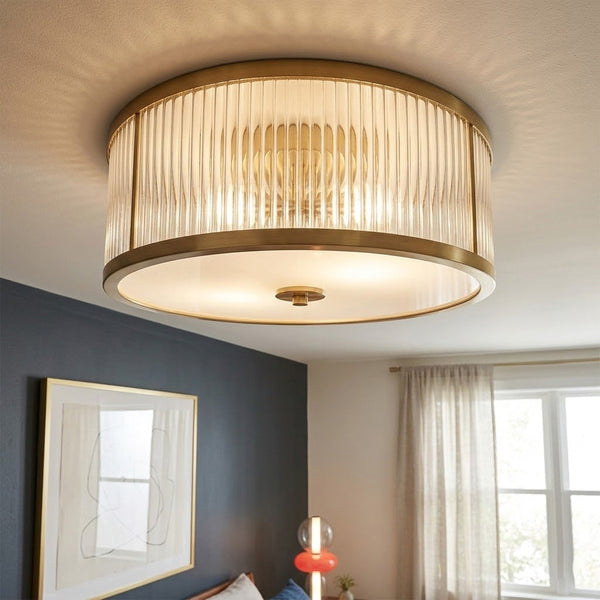 vintage brass white glass flush mount ceiling light