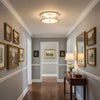 vintage brass white glass flush mount ceiling light