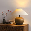 vintage ceramic table lamp with fabric shade