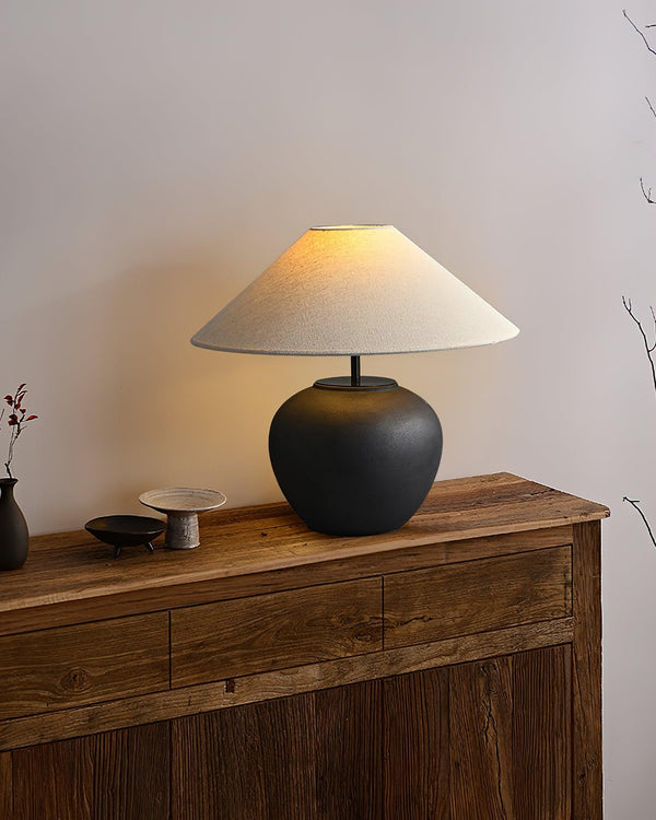 vintage ceramic table lamp with fabric shade