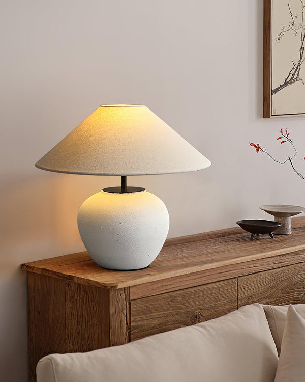 vintage ceramic table lamp with fabric shade