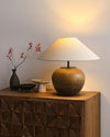 vintage ceramic table lamp with fabric shade