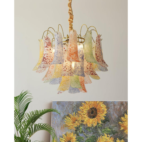 vintage gold murano glass petal chandelier