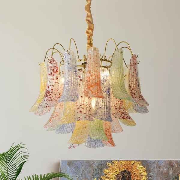 vintage gold murano glass petal chandelier