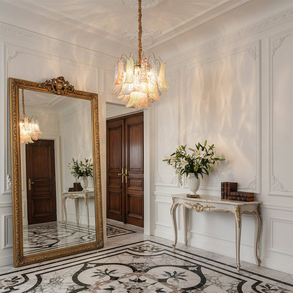 vintage gold murano glass petal chandelier