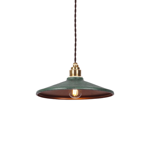 vintage green iron saucer pendant light