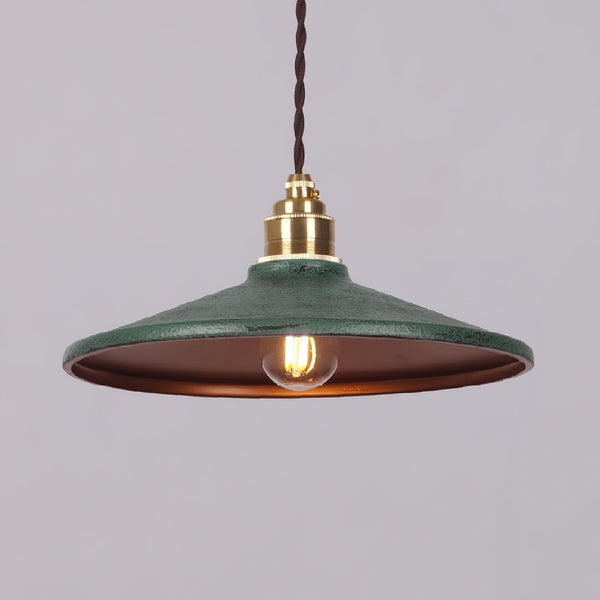 vintage green iron saucer pendant light