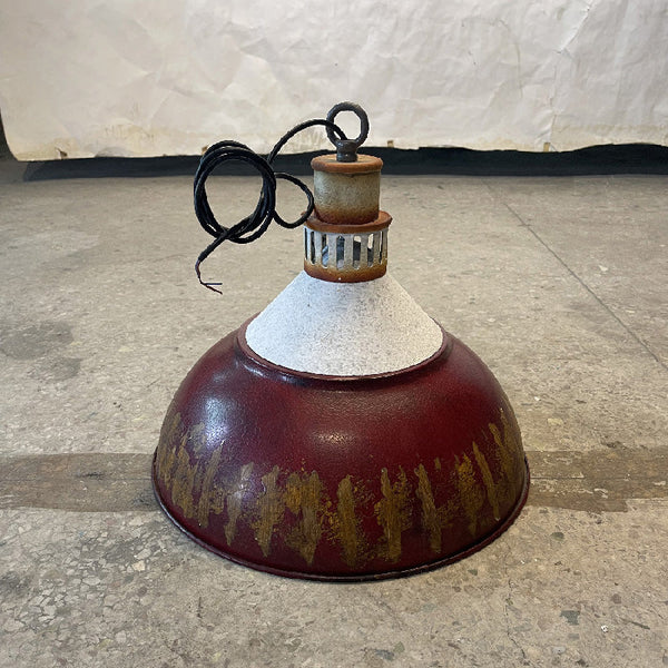 vintage hand painted distressed iron pendant lamp