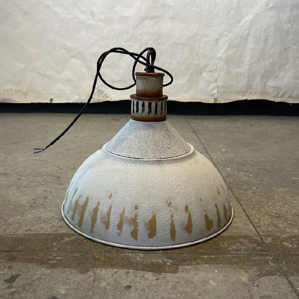 vintage hand painted distressed iron pendant lamp