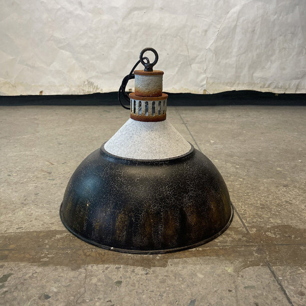 vintage hand painted distressed iron pendant lamp