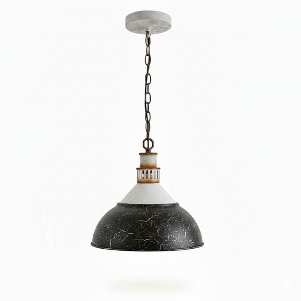 vintage hand painted distressed iron pendant lamp