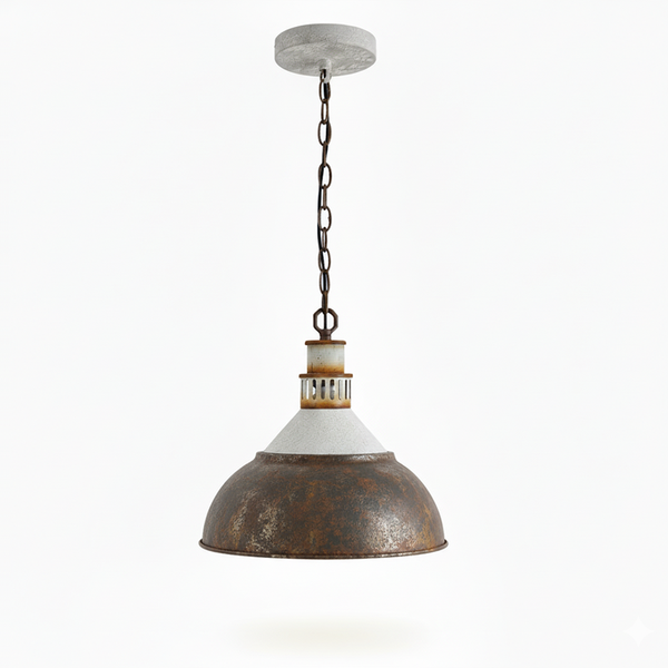 vintage hand painted distressed iron pendant lamp