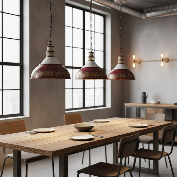vintage hand painted distressed iron pendant lamp