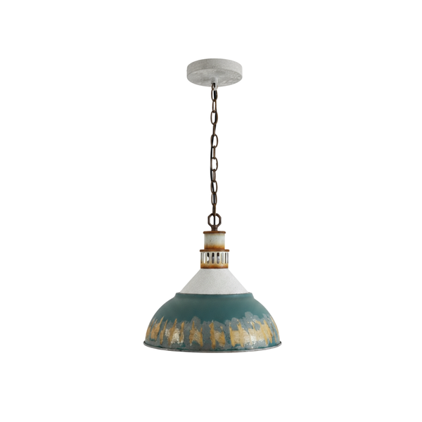 vintage hand painted distressed iron pendant lamp