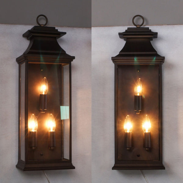 vintage matte black iron glass pagoda wall sconce