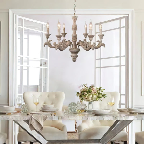 vintage natural wood roman column chandelier